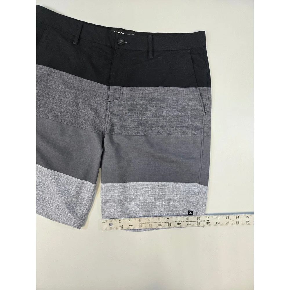 Micros‎ Mens Hybrid Board Shorts Size 34 Black Grey Colorblock Quick Dry